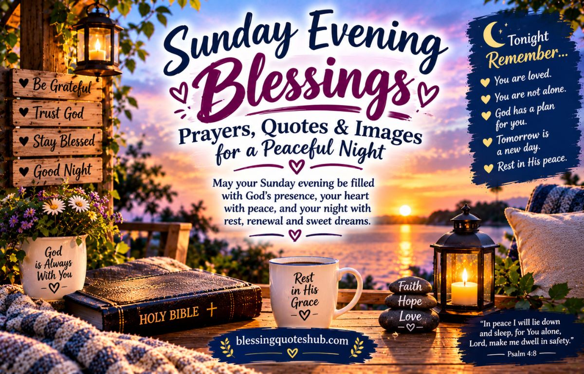 165+ Sunday Evening Blessings, Prayers, Quotes & Images for a Peaceful Night